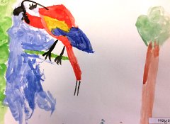 Haya, Age 6, Scarlet Macaw, A4 Watercolour, Anson Primary School
