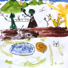 Mauasa Mirik Penan. Age 9. Mulu. 21 x 21 cm watercolour on paper