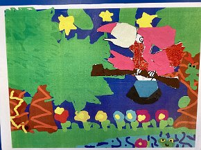 Luna Merryweather age 6 Trythall school Cornwall, Toucan in the tree, ipad background and collage toucan