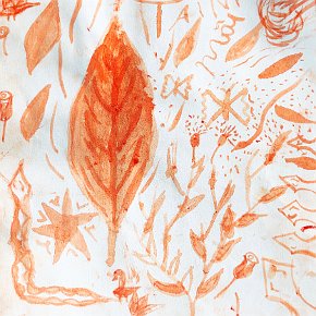 Pecuruni Yawanawá. Annatto seed paint on paper. 21cm x 21cm