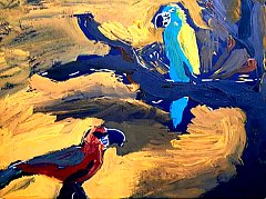 Ahil, 11 years, Macaws in the wind, A3 paper, Don Bosco School, Calcutta, India