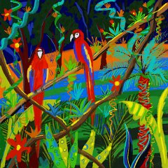 Amazon Scarlet Macaws. Procreate digital painting by John Dyer