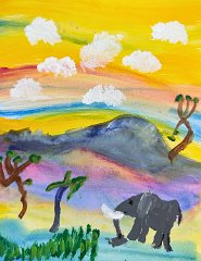 Cessar I, age 9, Nicaragua, The Last Elephant, Acrylics, A4 Paper