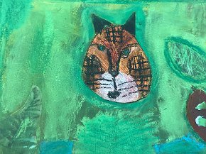 Molly Banks, age 8, Trythall school Cornwall UK, Tiger in India, mixed media