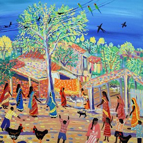 India - 18 x 18 inches acrylic on canvas by John Dyer