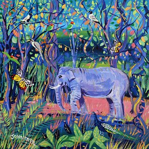 India - 18 x 18 inches acrylic on canvas by John Dyer