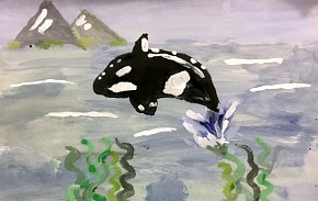 Felicity, aged 10. Chaucer Junior School. Orca. A3 paper.