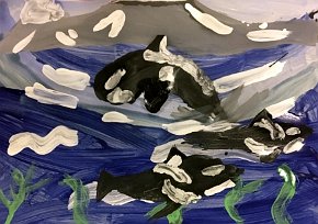 Hayden, aged 10. Chaucer Junior School. Orcas. A3 paper.